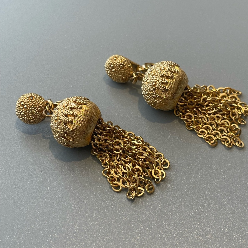 Elegant Gold Tassel Earrings